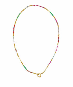 Collar Maui hecho a mano con cuentas de colores Miyuki y detalles en plata chapada en oro de 18K