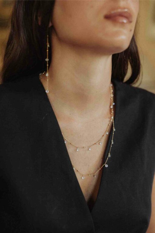 pendientes y collar blanche