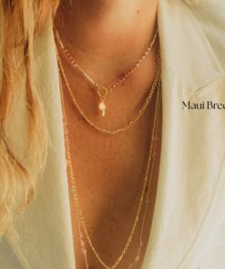 Collar Maui con miyukis de colores y piezas geométricas en plata de ley bañada en oro, hecho a mano