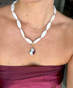 collar nacar con caracola ceramica