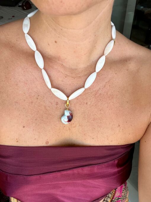 collar nacar con caracola ceramica