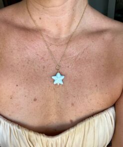 collar charm estrella de mar porcelana ceramica perla natural