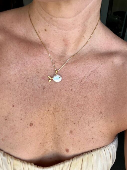 collar pez perla natural barroca