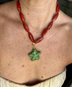 collar coral y estrella de mar ceramica