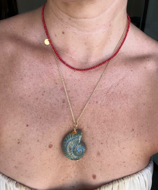 collar caracola ceramica porcelana y coral