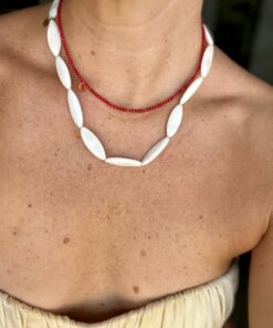 collar coral y nacar