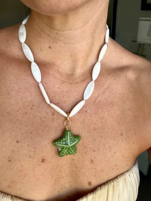 collar nacar y estrella de mar ceramica