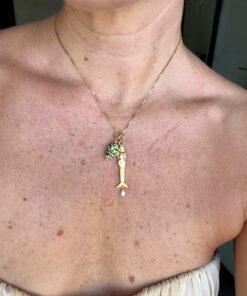 collar pez ceramica porcelana y charm sirena