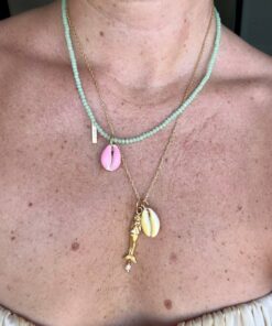 collar piedras preciosas turquesas charms cauri teñido charm sirena perla barroca