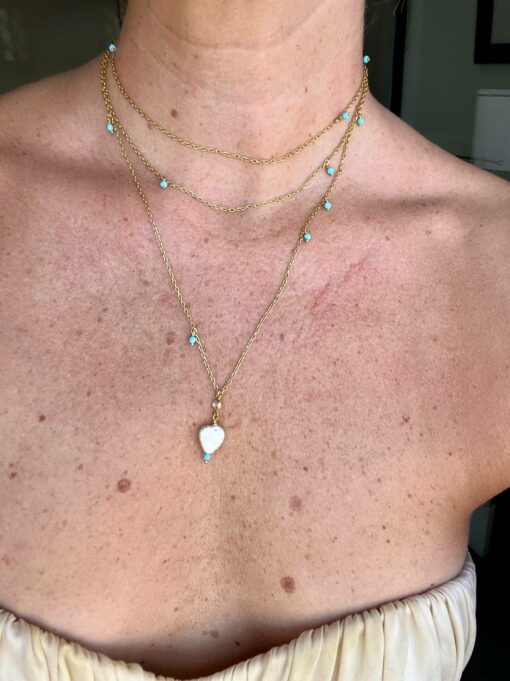 collar corazon del mar perla natural barroca piedras preciosas turquesas