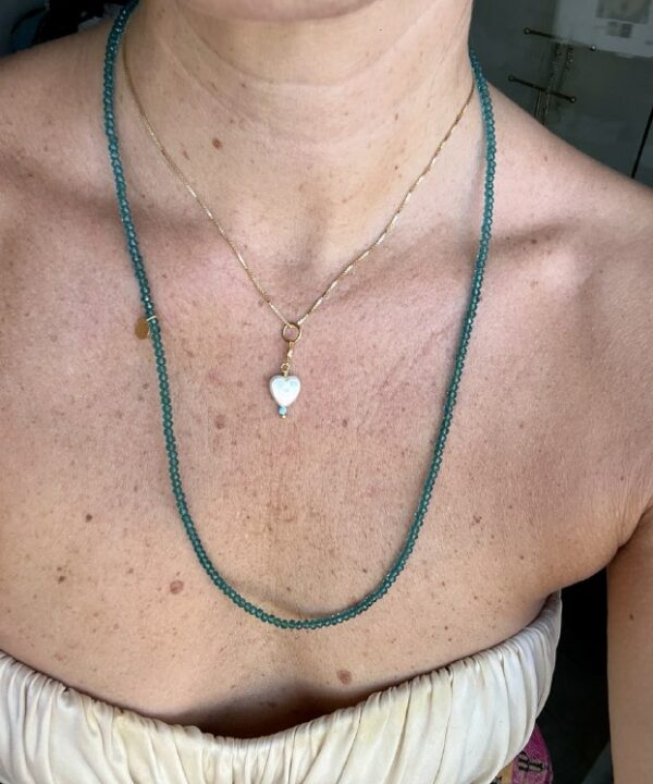 collar charm corazon del mar y cristales