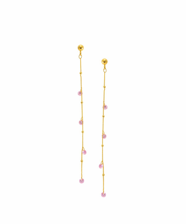 Pendientes con cristales rosa, diseño delicado y brillante a juego con el Collar Rose