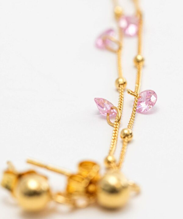 Pendientes con cristales rosa, diseño delicado y brillante a juego con el Collar Rose