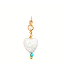Collar Corazón del Mar con cuentas facetadas de turquesa y colgante de perla barroca natural.
