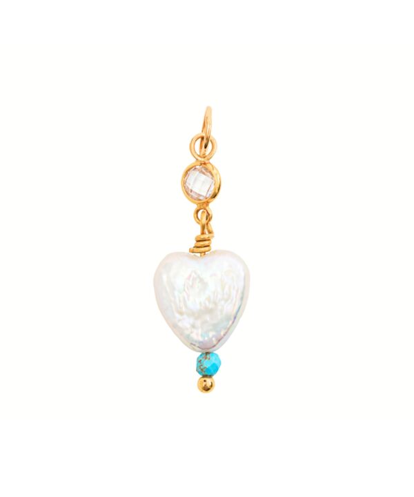 Collar Corazón del Mar con cuentas facetadas de turquesa y colgante de perla barroca natural.