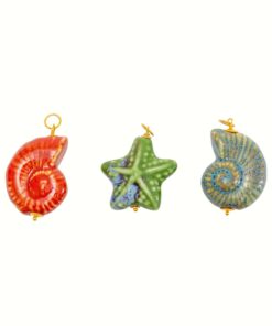 Charm de porcelana grande, estrella o caracola, inspiración marina y artesanal