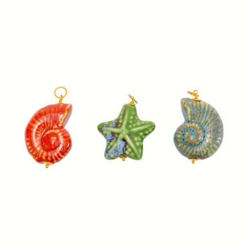 Charm de porcelana grande, estrella o caracola, inspiración marina y artesanal