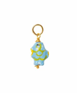 Charms de peces azul, naranja y verde, hechos a mano en cerámica, perfectos para combinar en un collar