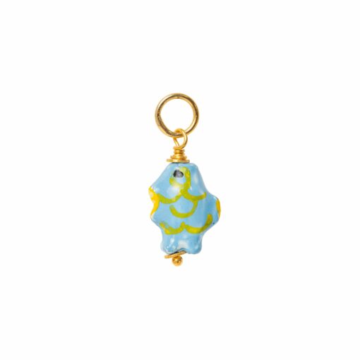 Charms de peces azul, naranja y verde, hechos a mano en cerámica, perfectos para combinar en un collar