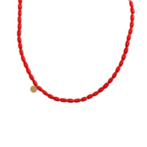 Collar Corail con cuentas grandes de coral auténtico, compatible con charms y mosquetón