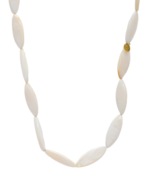 Collar con concha marina tallada en nácar, joya hecha a mano con cadena dorada