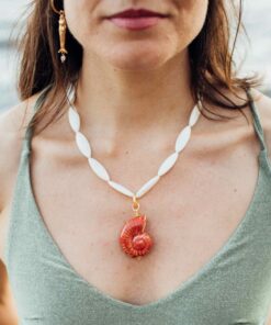 collar nacar caracola ceramica pendiente sirena perla barroca natural joyería