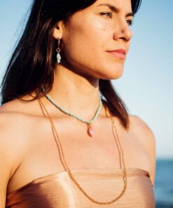 collares piedras colores cauri pendiente pez ceramica joyería femenina inspirada en el ma