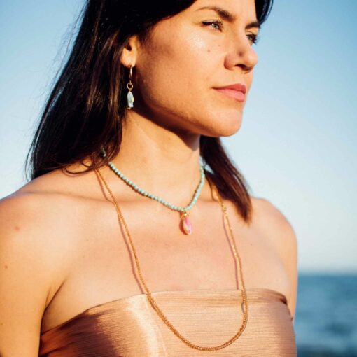 collares piedras colores cauri pendiente pez ceramica joyería femenina inspirada en el ma