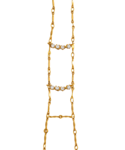 Handcuff dorado con medias lunas y circonitas, ajustable con extensor, diseño madre e hija