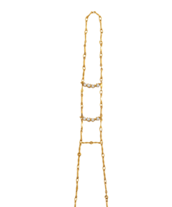 Handcuff dorado con medias lunas y circonitas, ajustable con extensor, diseño madre e hija