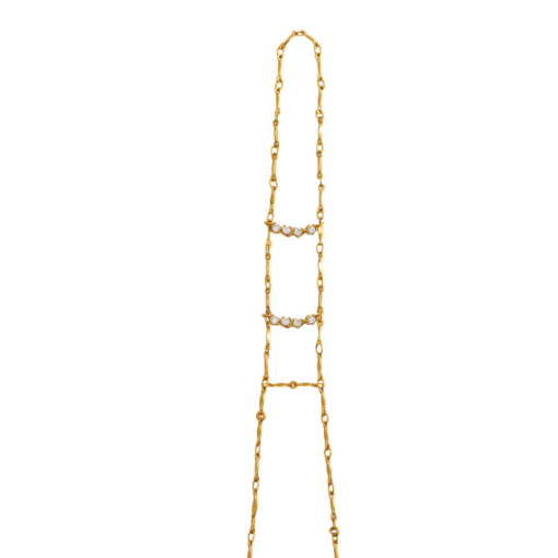 Handcuff dorado con medias lunas y circonitas, ajustable con extensor, diseño madre e hija