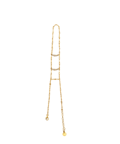 Handcuff dorado con medias lunas y circonitas, ajustable con extensor, diseño madre e hija