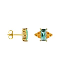 Pendientes Calypso de plata 925 bañados en oro con circonitas multicolor – disponibles en unidad o par – Nat & Belle