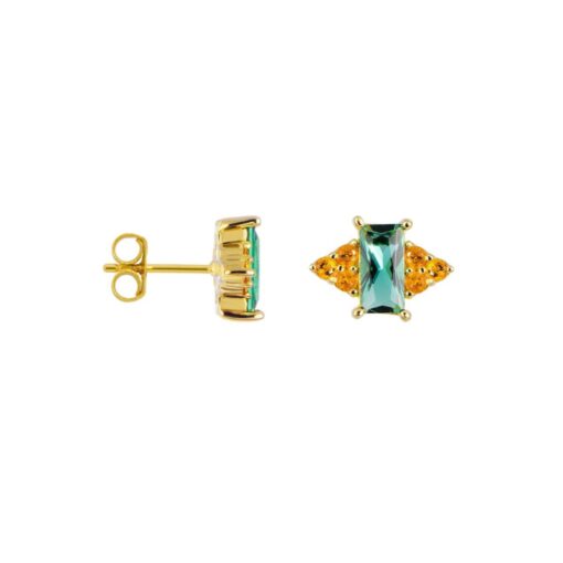 Pendientes Calypso de plata 925 bañados en oro con circonitas multicolor – disponibles en unidad o par – Nat & Belle