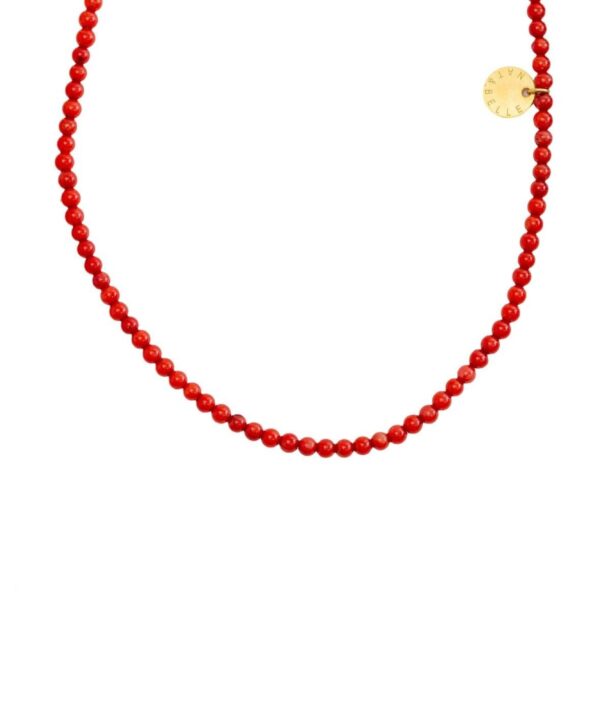 Collar Petit Coral de 40 cm con cuentas pequeñas de coral auténtico, ideal para verano.